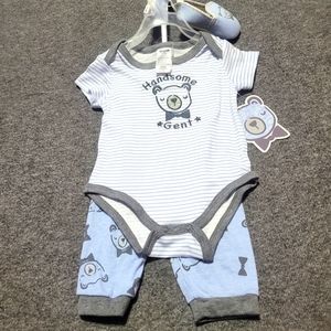 NEW "Handsome Gent" Outfit w/Matching Slippers~Teddy Bears~3-6 Months